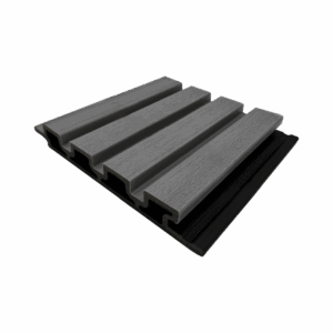 Light grey fluted composite cladding panel in Pearl Grey finish
