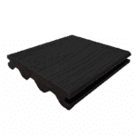 Black Advantage decking board with woodgrain texture and tongue-and-groove edge