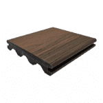 Walnut Advantage decking board with deep brown woodgrain finish and tongue-and-groove edge