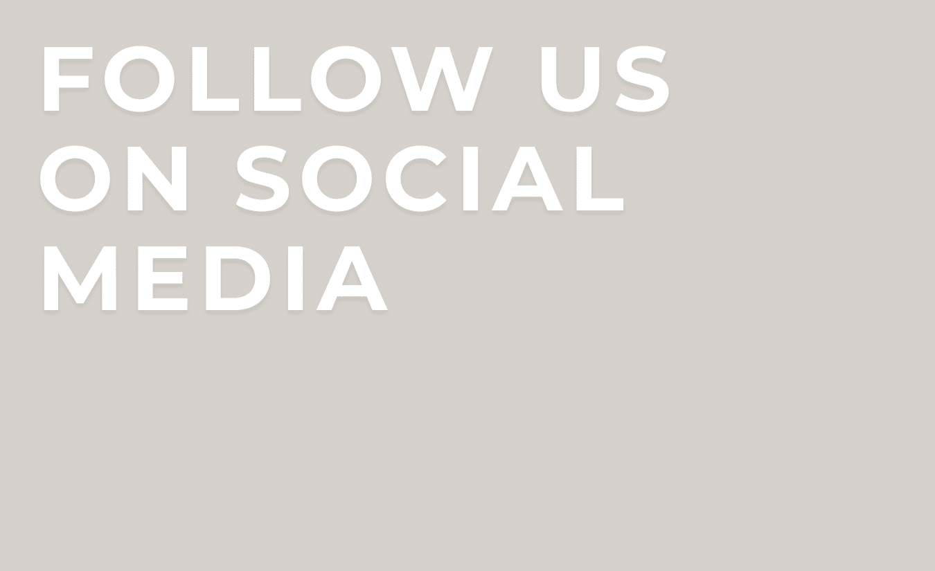 Follow Fiberwood on Social Media | FiberWood Beige background with bold white text reading “Follow us on social media.